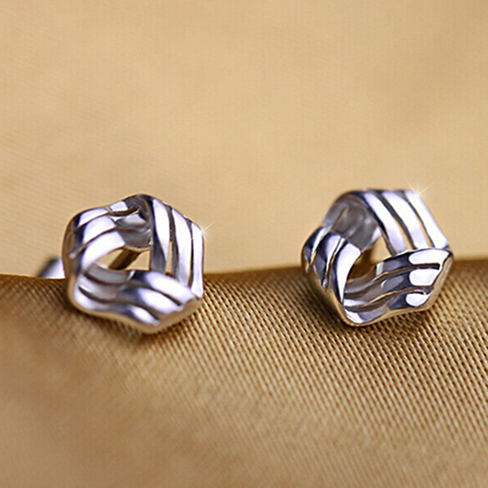 Gravitational wave Ear Studs Triangle Streamlined Graceful Silver Women Geometric Earrings for Banquet