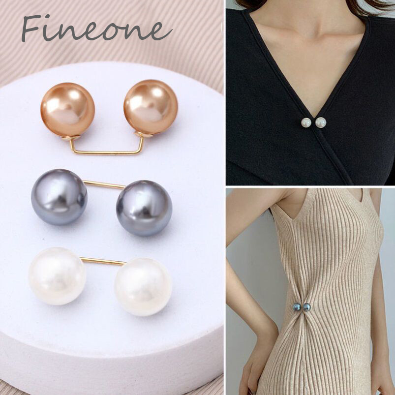 3Pcs/Set Brooch Anti-glare Buckle Neckline Cardigan Pearl Buckle Pin Waist Artifact Safety Pin Fixed Clothes Decoration Waist Buckle