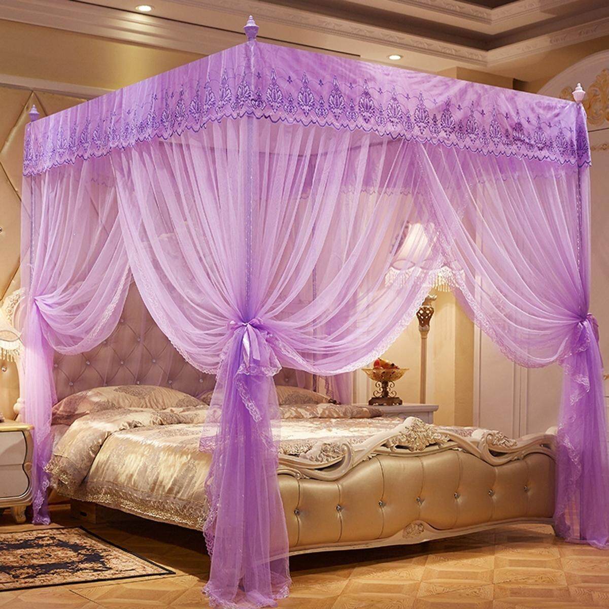 Luxury Princess Four Corner Post Bed Curtain Canopy Netting Mosquito Net Bedding