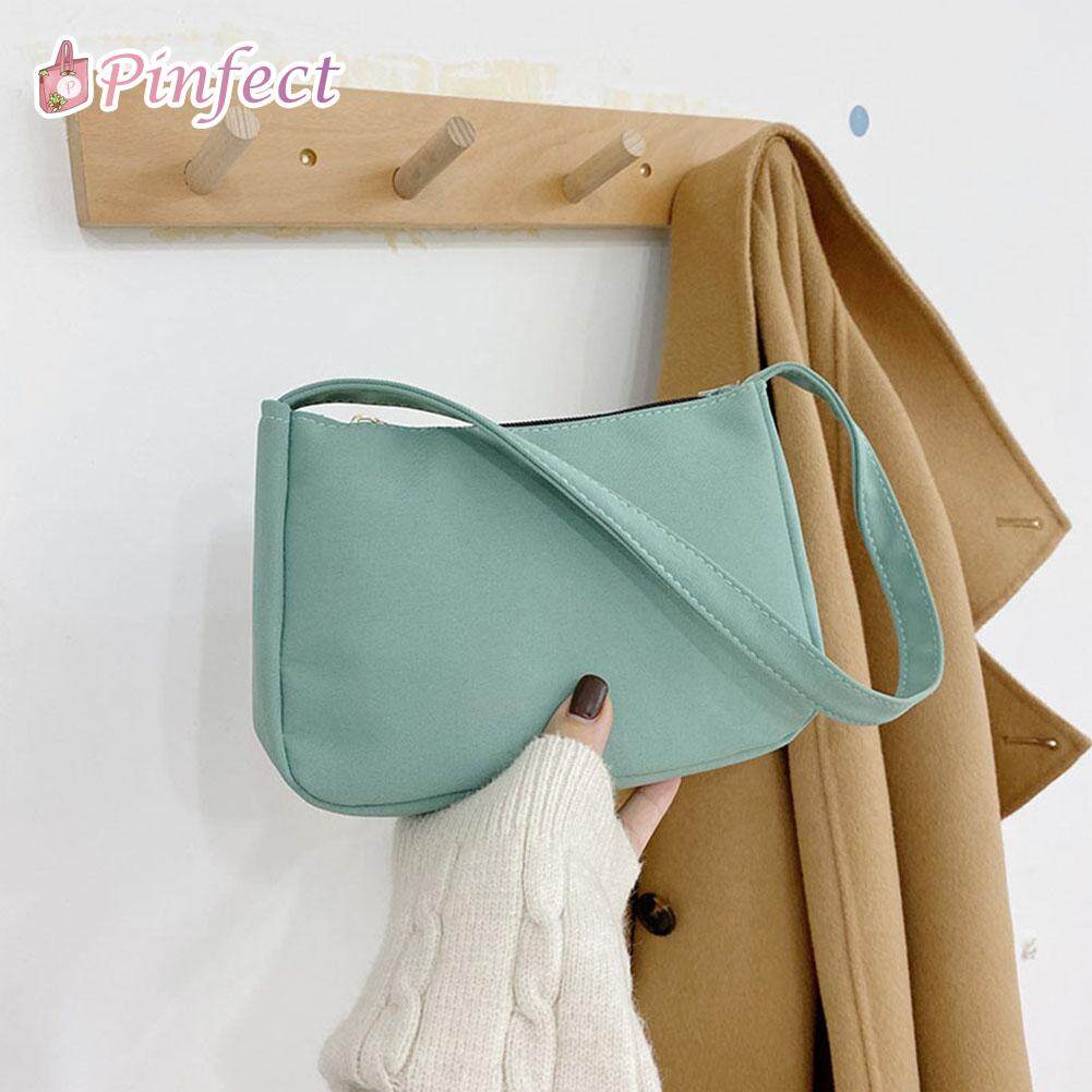 [Pinfect] Nylon Casual Underarm Shoulder Bag Women Simple Solid Color