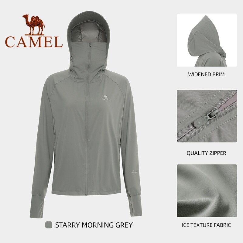 Camel women thin ice silk UPF50+ sunscreen jacket UV protection hiking jacket