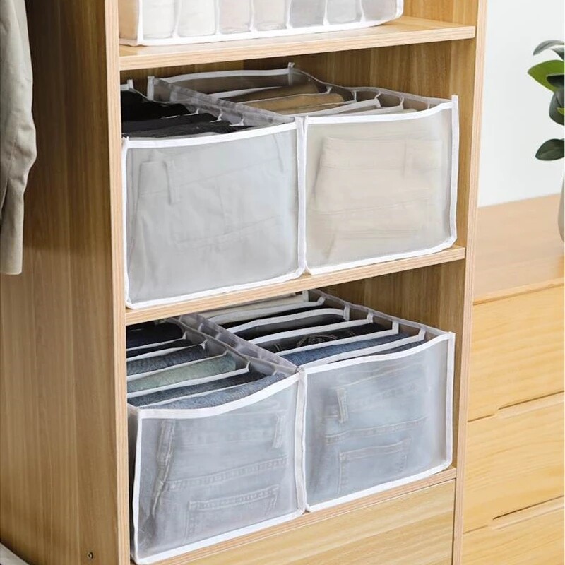 Polocat Hộp Đựng Quần Bò Ngăn Kéo Quần Áo Tủ Quần Áo Hộp Lưới Ngăn Cách Ngăn Kéo Quần Xếp Chồng Có Thể Giặt Đồ Gia Dụng #1