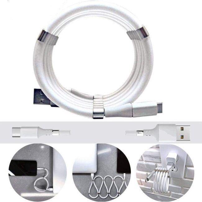 USB hấp thụ từ tính ma thuật Cáp dữ liệu sạc nhanh bền sạc cáp cho iPhone Android type-c