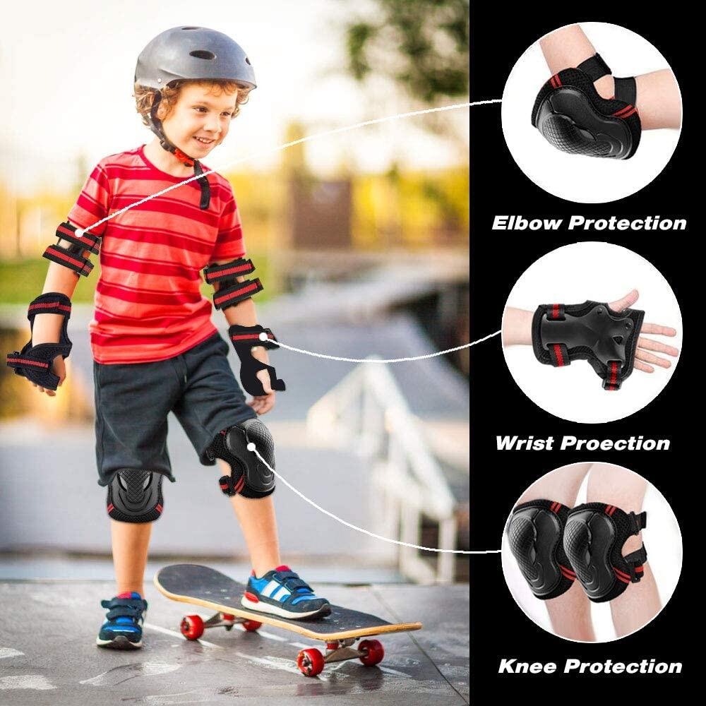 6pcs Kids Children Sports Protective Gear Set Knee Elbow Pads Wrist Guards Set for Cycling Skateboard Skating 