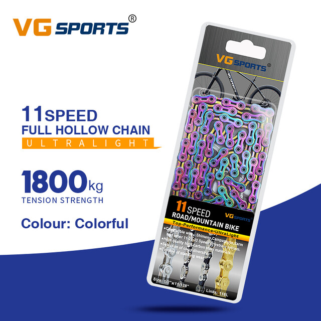 VG Sports 8/9/10/11 speed Colorful Bicycle chain full hollow half