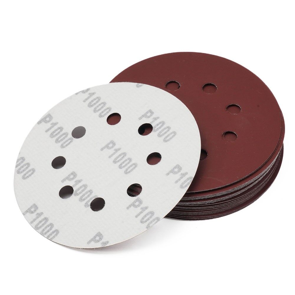 20x 5 125mm Round Sandpaper 8-Hole Sanding Sheet Discs Hook Loop 40-2000 Grits