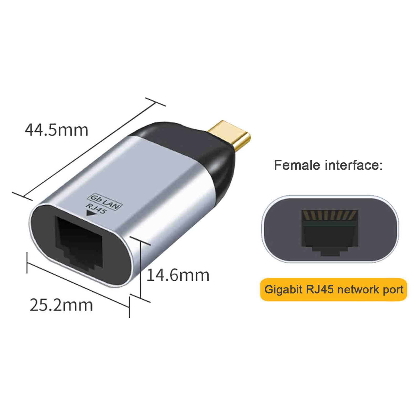 SZC Compatible USB Type C to Gigabit Ethernet Converter Adapter for Thunderbolt 3