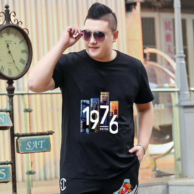 40-130kg m-8xl loose plus size men t-shirt tees short sleeve shirt crew neck printed t-shirt