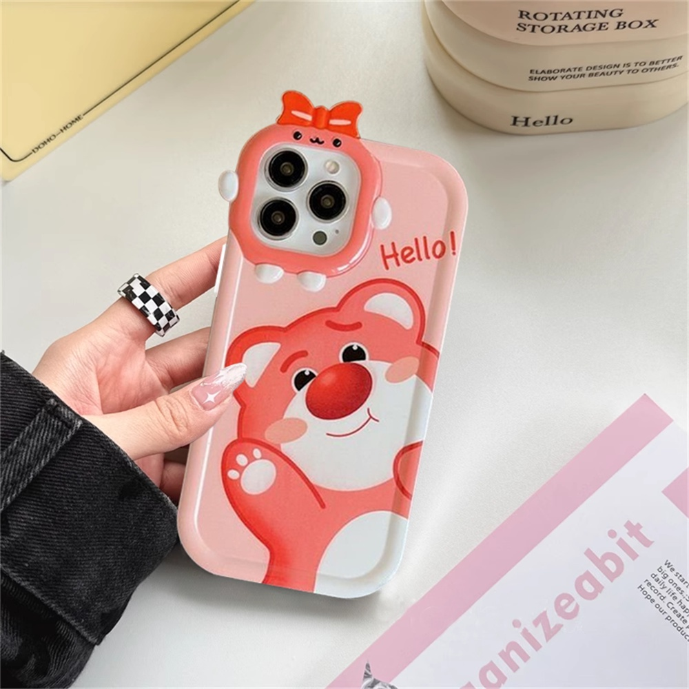 Vỏ HP Realme C53 10 Realme C55 C35 C33 C31 C30 Realme C11 9i 6i 5S 5I 7i C15 C12 C25 c21y c25y C20 C3 C17 Realme C2 C1 narzo 50A thủ dễ thương phim hoạt hình lotso dâu gấu con quỷ nhỏ ống kính ốp chống sốc