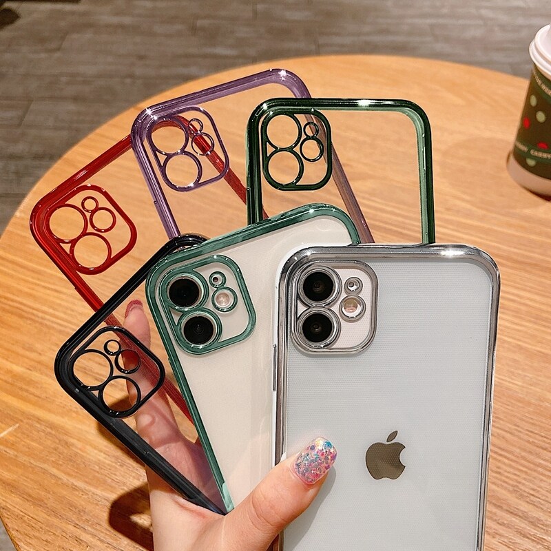 Ốp mạ gọng vuông cổ điển sang trọng cho iPhone 16 Pro Max 15 Pro Max 14 Pro Max 13 Pro max 11 Pro Max 12pro Max SE 2020 iPhone x XR XS Max 7 8 Plus 14 15 16 Plus Ốp vỏ lưng trong suốt mềm