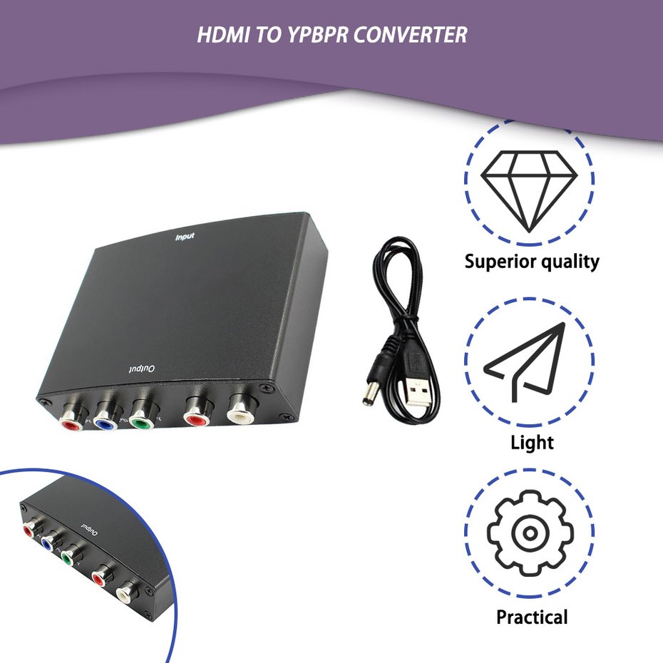 FCU 4K HDMI To 5RCA RGB Component YPbPr RL อะแดปเตอร์เสียง Converter ...
