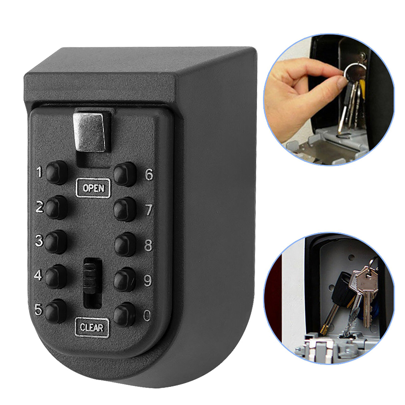 10 Buttons Password Key Lock Box Wall Mount Safe Security Storage Case Organizer