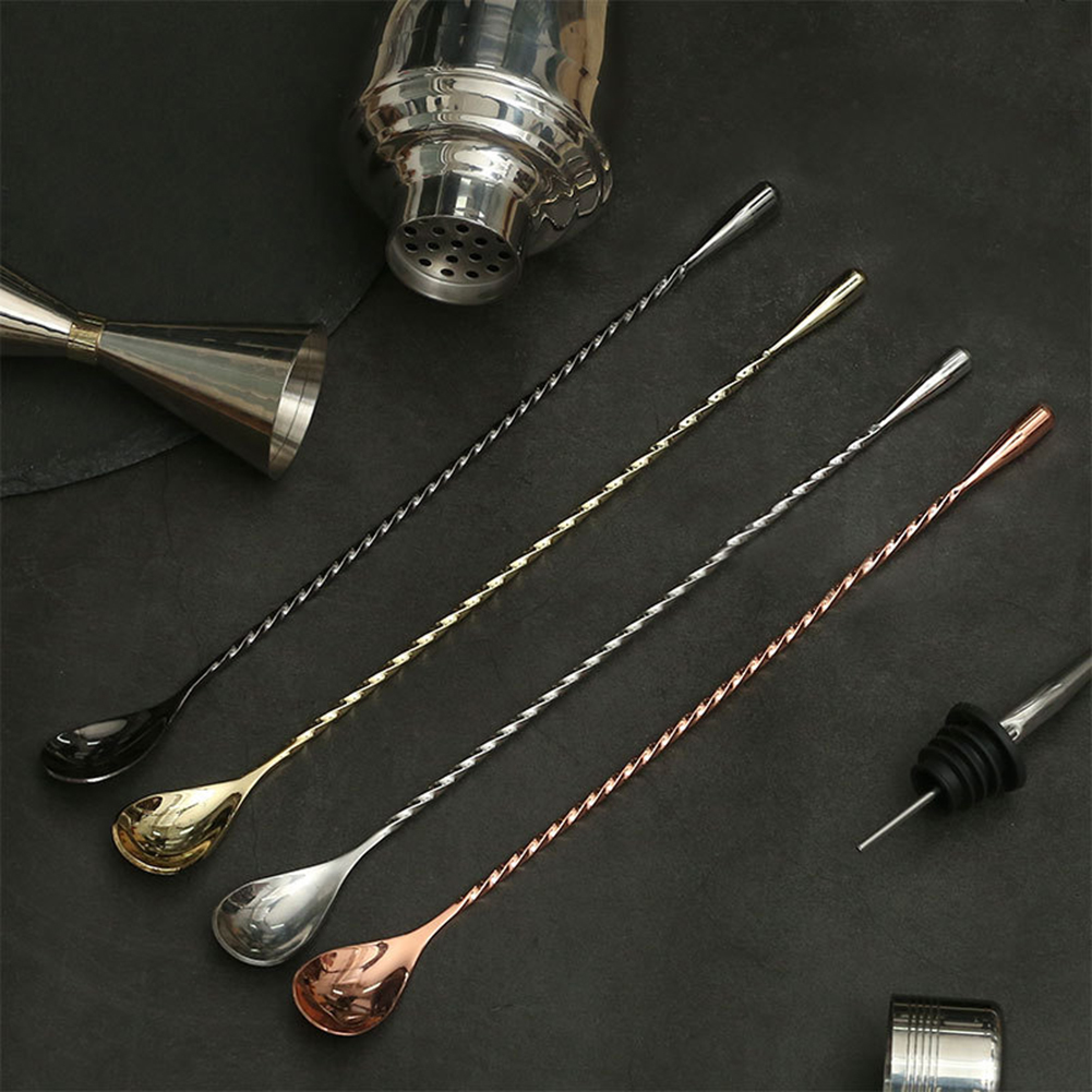 Terylin Stainless Steel Spiral Long Handle Mixing Stir Spoon Bar Bartender Tool