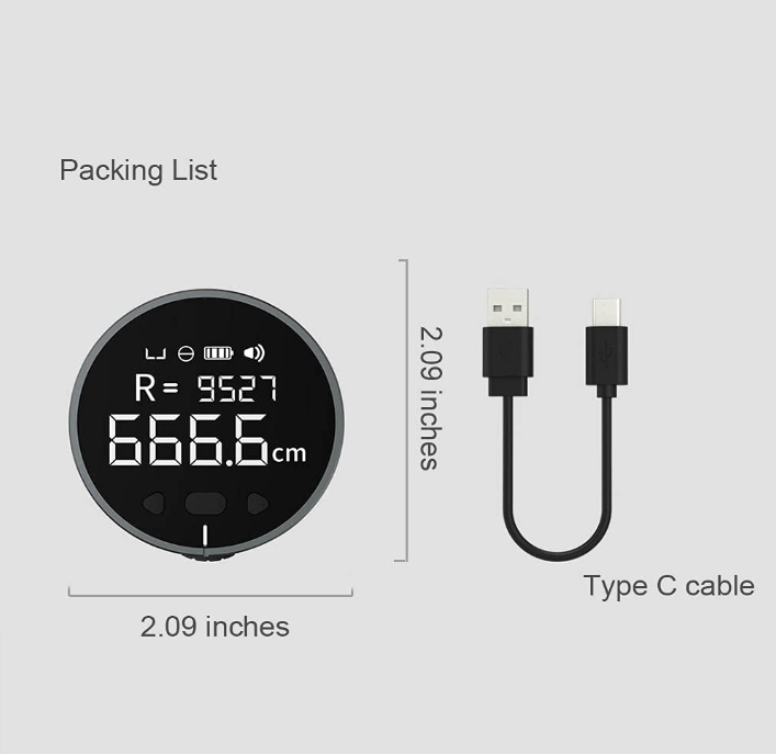 324 Ft Electronic Digital Tape Measure with LCD Display Digital Ruler Rechargeable Small Smart Long Distance Rolling Measuring Tool for Flat Curved Diameter Odd Shape High Precision Ideal Gifts