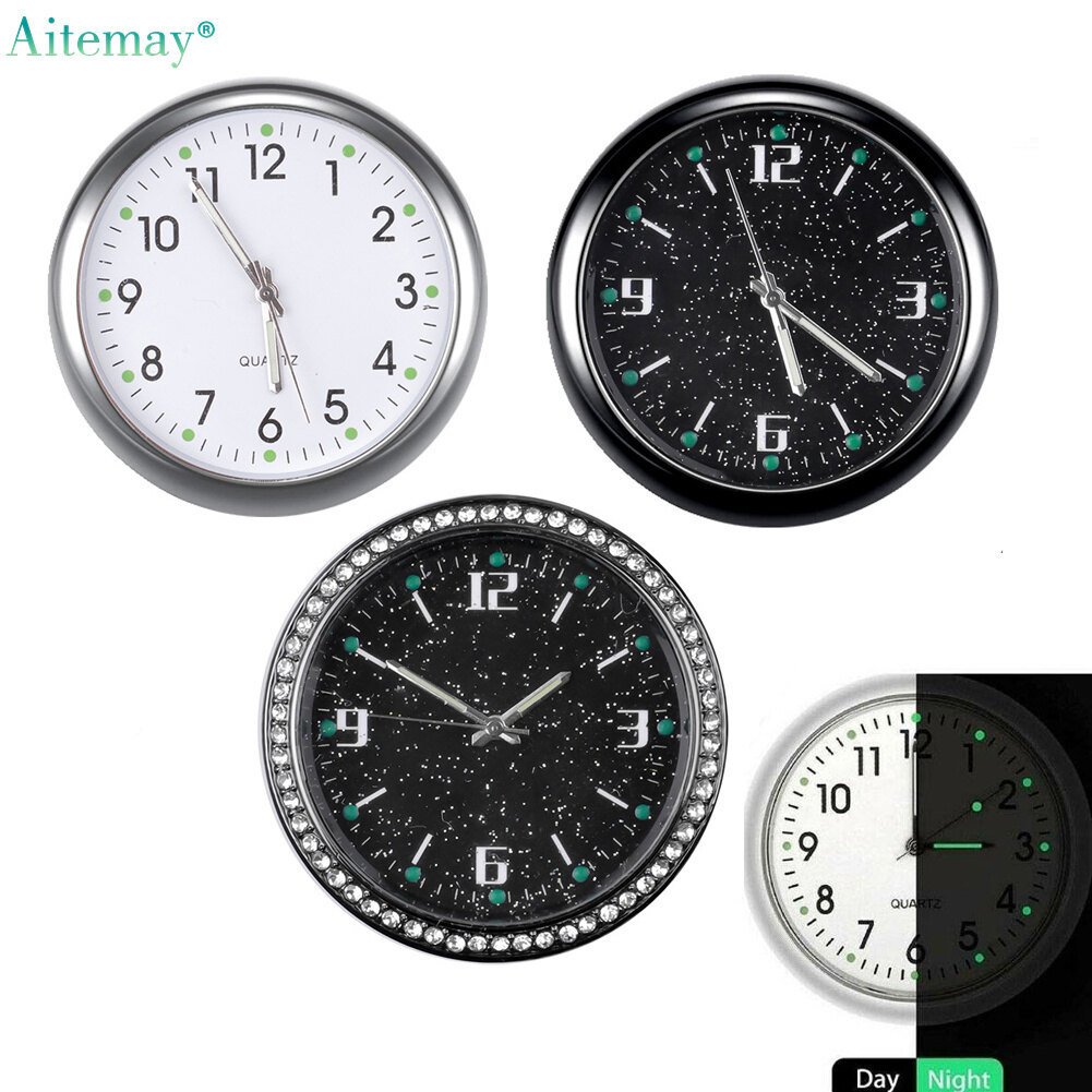 Aitemay Car Clock Luminous Interior Portable Car Digital New Clock