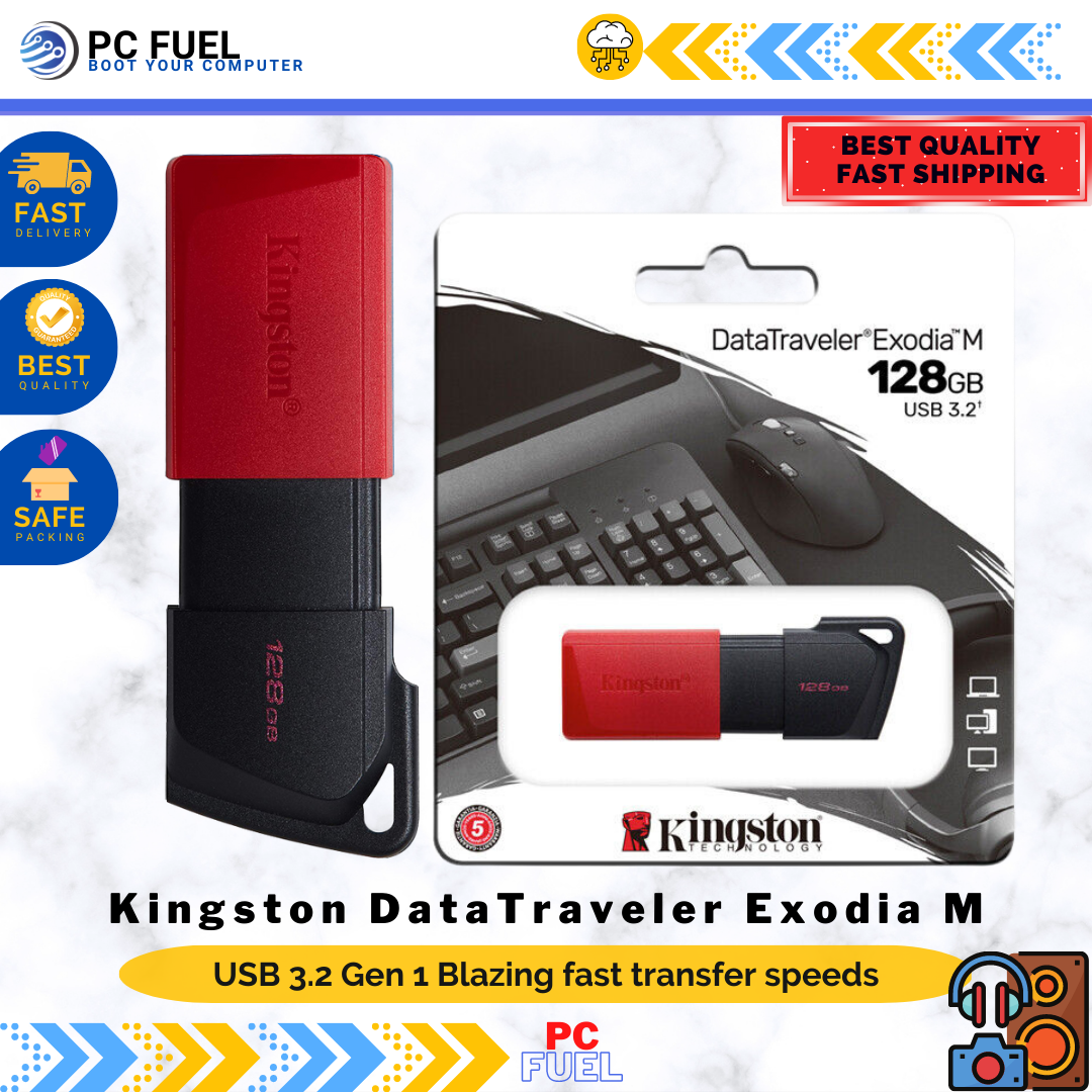 CLE USB 128 GO KINGSTON PENDRIVE EXODIA M USB-A 3.2 DTX RED/BLACK