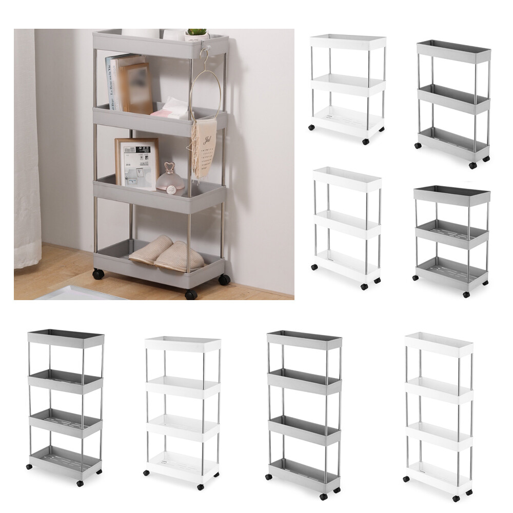 Storage Cart 3/4 Tier Utility Cart with Wheel Storage Organizer Shelf Rack Office Shelves Book Shelf for Kitchen Bathroom Laundry Room