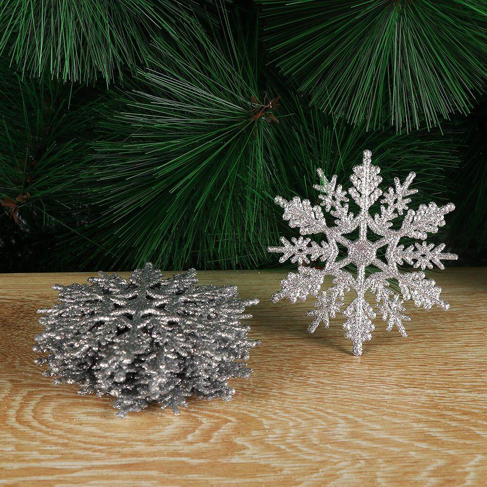 10pcs Plastic Snowflake Pendant White For Christmas Tree Hanging