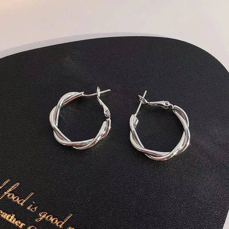 JWER New Fashion Women's Round Earrings Simple Personality Fried Dough Twists Earrings Thick fried dough twist Earrings Wedding Anniversary Jewelry