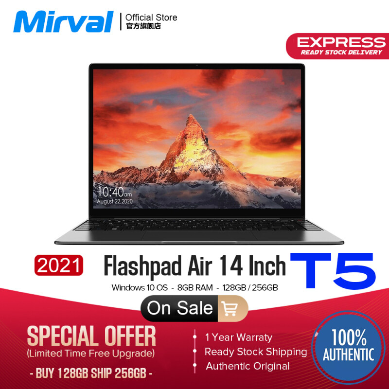 【2021 NEW】Mirval T5 Portable Laptop Windows 10 J4355 14 Inch 8GB RAM 128GB 256GB ROM SSD Computer Gaming Notebook Malaysia
