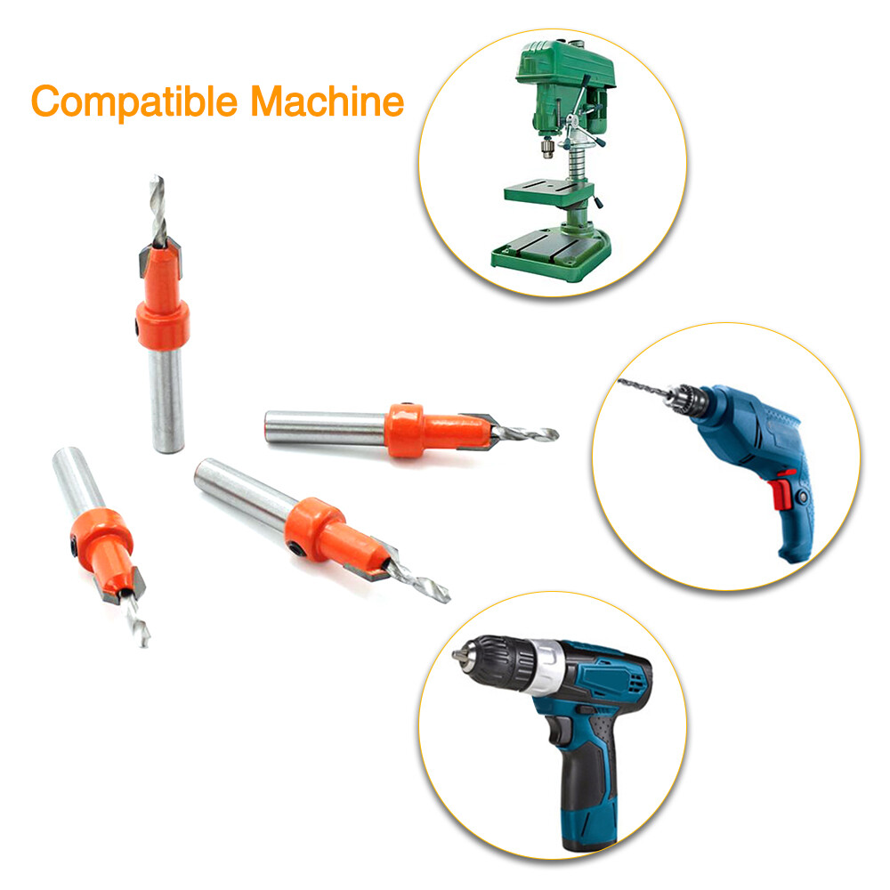 5 Cái Mũi Khoan Khoét Lỗ Vít Chế Biến Gỗ, Mũi Khoan Lỗ Gỗ Vát Cạnh Với Chìa Khóa Lục Giác