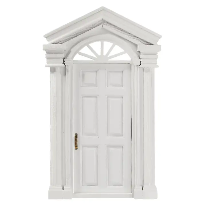 1 12 Dollhouse Miniature Morden White Wooden Exterior Door 6 Panel W Frame Lazada Ph