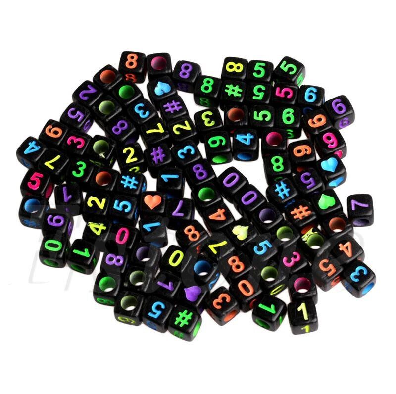 100Pcs Spacer Acrylic Beads DIY Cube Making Loose Random Alphabet Jewelry Letter