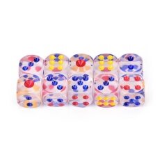 10 cái Trong Suốt 6 Mặt Điểm Đồ Chơi Xúc Xắc D6 Nhập Vai Trò Chơi Nhập vai 13 mét Trong Suốt-quốc tế