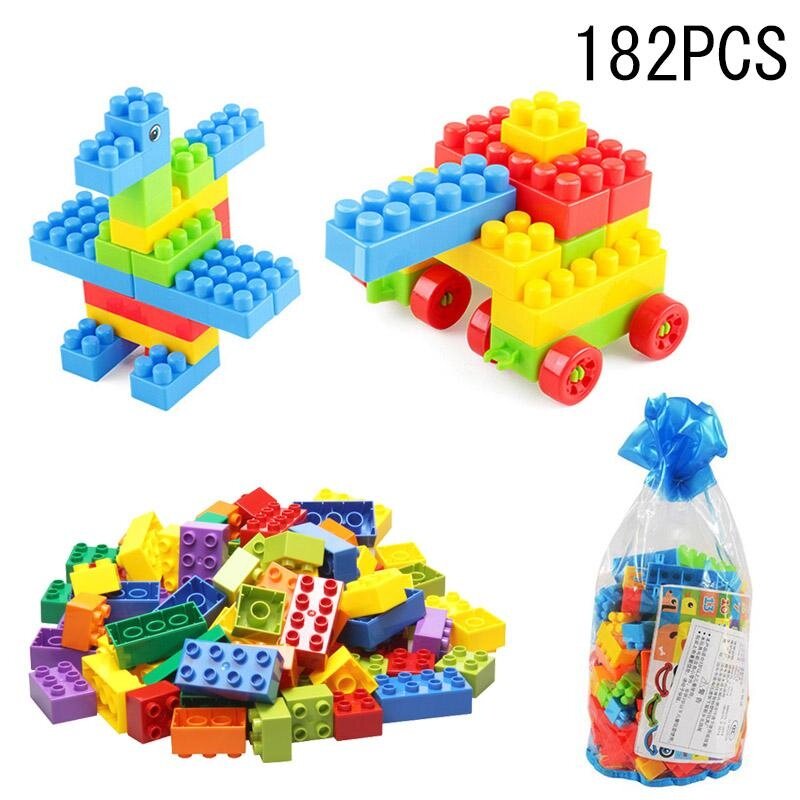 182 Pcs Rakitan Batu Bata DIY Model Blok Bangunan Perlengkapan Mainan Pendidikan Anak-anak Hadiah-Internasional