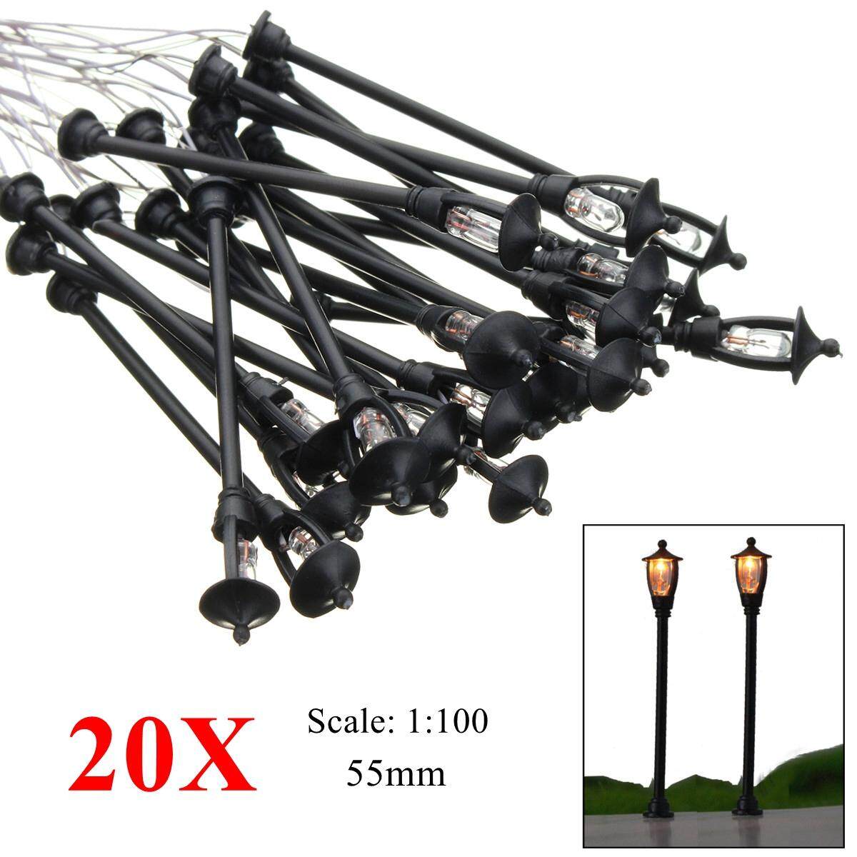 20 Pcs Tunggal Kepala Taman Park Jalanan Ringan Model Lamppost Lampu 1:100 Skala Pemandangan-Internasional