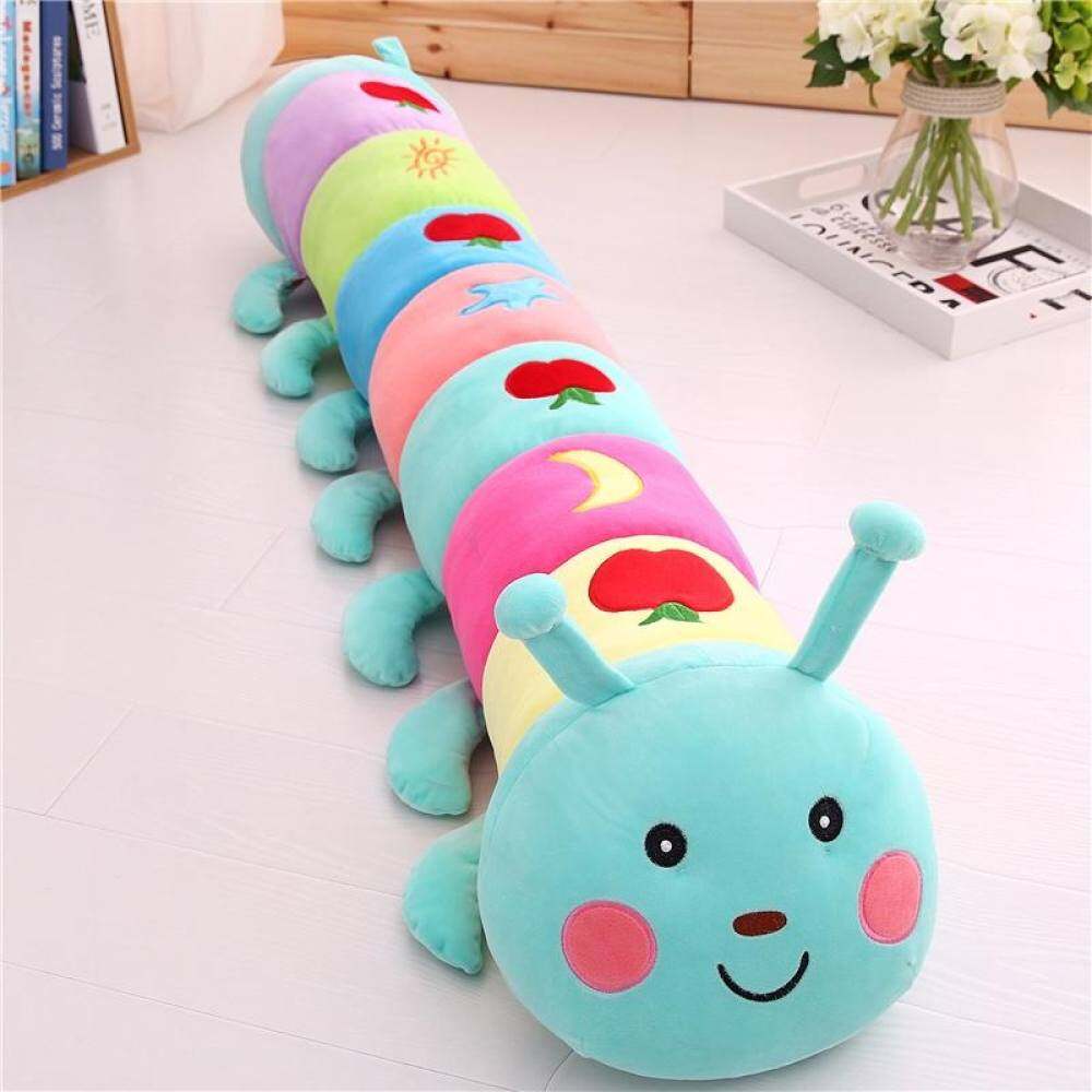 50 Cm Diameter 10 Cm Tujuh Warna-warni Caterpillar Gambar Benang Mainan Kain Boneka Mainan Wanita Sofa Patung Hijau Bantal Caterpillar Boneka apple Yang Tumbuh