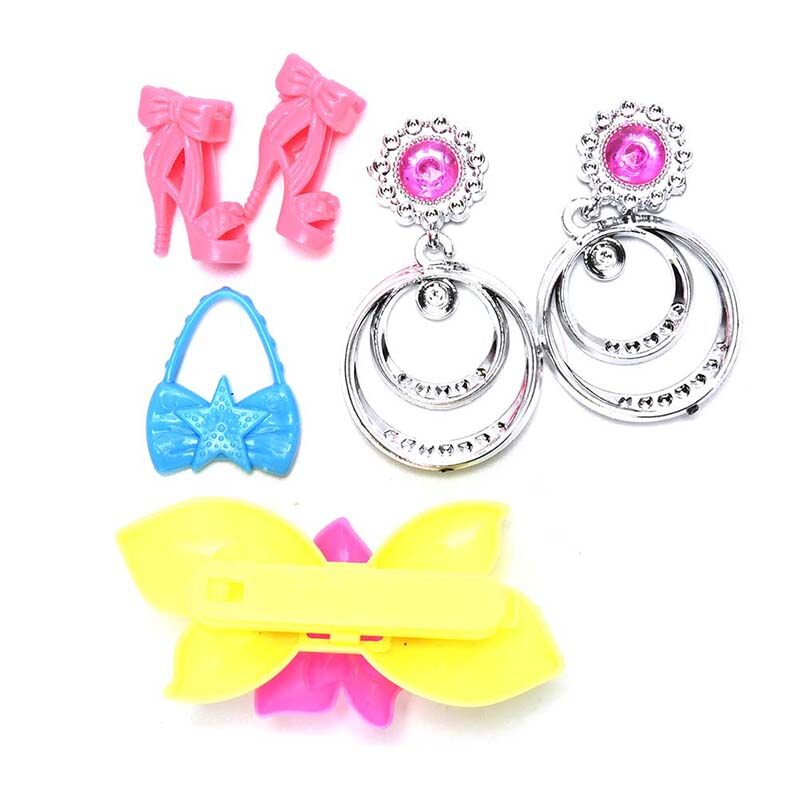 6 Pcs Blister Mainan untuk Barbie Doll Anak-anak Toys Aksesori Klip Rambut Sepatu Anting-Internasional