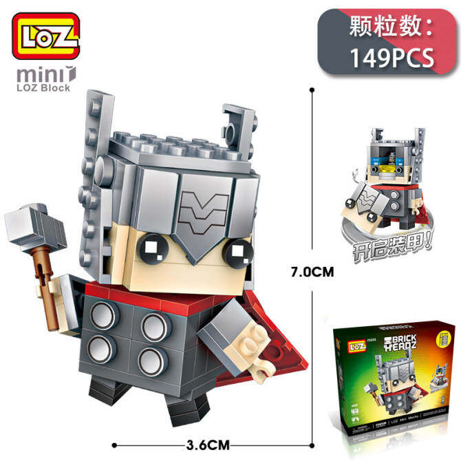 6PCS/SET LOZ Mini Blocks Brick Heads Figure Building Blocks toys Children Intelligence Models Building Christmas Quiz Toys For Children DIY 1405 (Cyclops+Black Widow+Q Captain America+Q Thor+Q Loki+Link) - intl