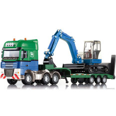 【Chất Lượng Cao + Sẵn Hàng】 Mô Hình Xe Tải Vận Chuyển Bằng Hợp Kim Bán Chạy Mô Hình Xe Rơ Moóc Phẳng 1:50 Với Máy Xúc Vận Chuyển Đồ Chơi Sơ Mi Rơ Moóc Bán Đồ Chơi Trẻ Em