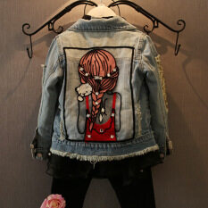 Autumn Spring Children Girl Outerwear Coat Girls Jackets Denim Kids Fashion Wear Print Jacket By Kids Fashion