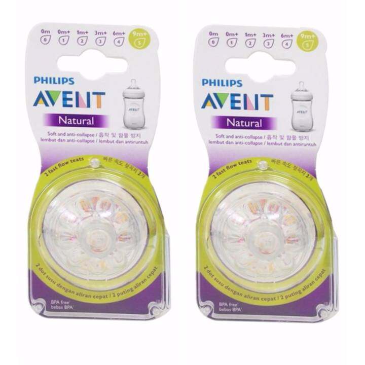 Avent Teat Natural 2 0 Fast Flow 9m Extra Soft Teats Twin Pack 4pcs