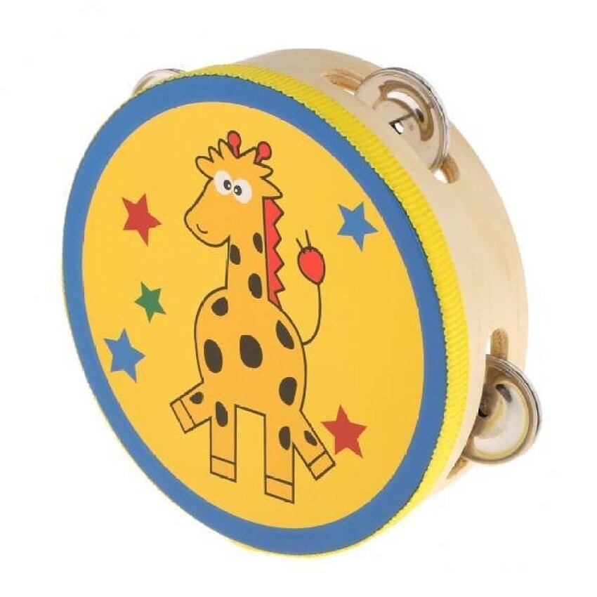 Bolehdeals Wood Tambourines Drum Lonceng Mainan Anak Musik Perkusi Musik Jerapah-Internasional