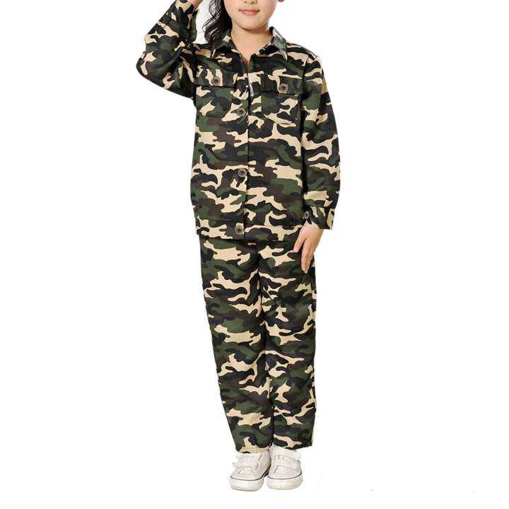 Children Kids Army Soldier Fancy Dress Costume Military Soldier Uniform Party Camo Outfit(10-12 years)
