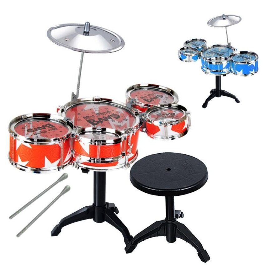 Anak-anak Alat Musik Mainan Drum Jazz Set Stik Drum dengan Kursi untuk Anak Laki-laki dan Perempuan Warna Acak Warna: Multicolor-Intl