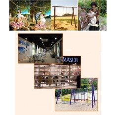 Se Klasik Ayunan Kayu Kursi dengan Kuat Tali Ayun Tinggi Dapat Disesuaikan Ayunan untuk Indoor Outdoor
