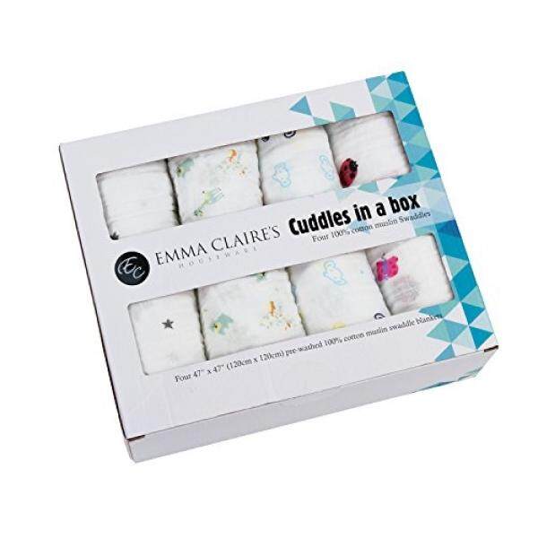 Cuddles Di Dalam Kotak-Kain Muslim Katun Selimut Set 4 Oleh Emma Claires Peralatan Rumah Tangga Besar Kain Kasa Pembatas Sempurna untuk Selimut Buntelan Bayi Shower selimut Menerima Burb Kain Unisex-Intl