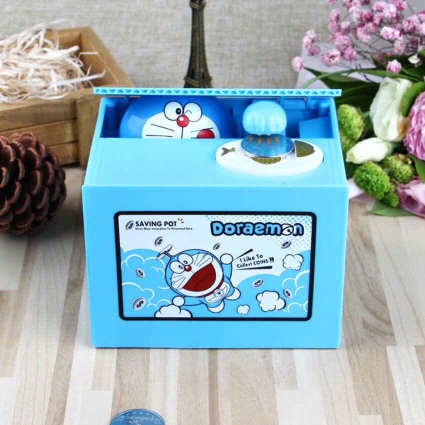 Cute Steal Coin Music DORAEMON Bank Money Bank Saving Box Toy Gif