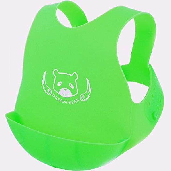 DREAM BEAR® Lunak Yg Dpt Dipakai Baby Bib, Silikon Food Grade, Hijau/Pink-Intl