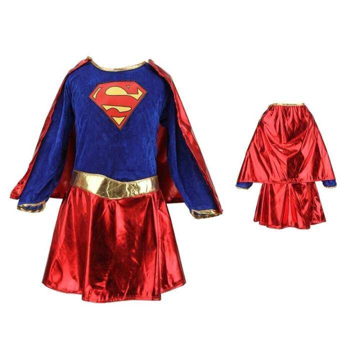 Kids Child Girls Costume Fancy Dress Superhero Supergirl Comic Book Party Outfit