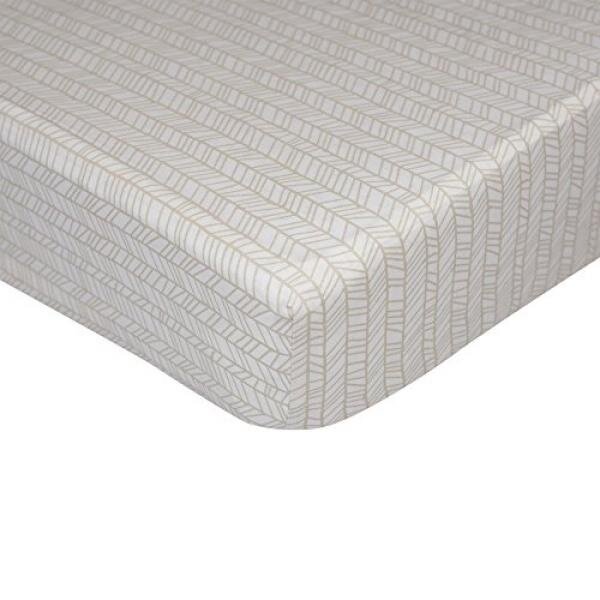 Lolli Living Fitted Sheet – Tan Herringbone – 100% Cotton Sheet, Fully Elasticized With Extra Deep Corners For Secure Fit, Gentle On Baby Skin. - intl