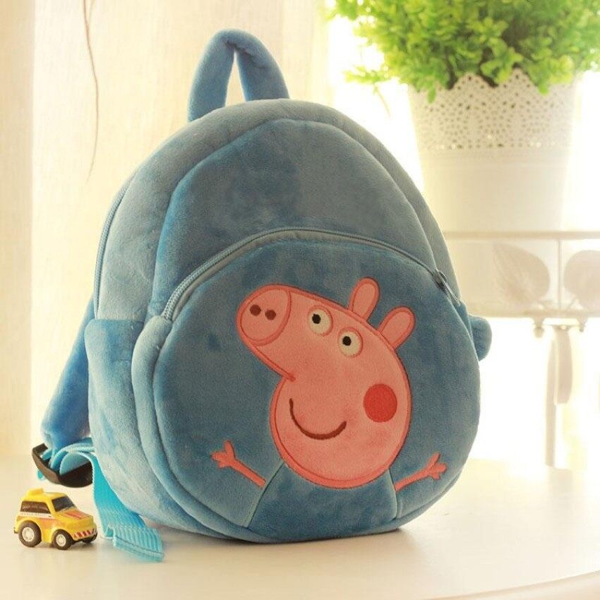 Ld Ready Stock Baby Accessories Decorations Soft Lovely Plu 3D Peppa Pig George Round Backpack For Boy Girl Kids