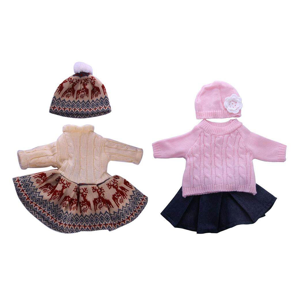 Magideal 2 Sets Sweater Gaun Lipit Rok Gaun Topi Pakaian untuk 18 ''Amerika Perempuan Doll Pakaian Generasi Doll Kami jeans Rok Kostum-Internasional