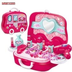 Make Up Set Permainan untuk Bayi Perempuan Miniatur Plastik Sisir Pengering Rambut Cincin Gelang Kalung Berpura-pura Bermain Anak Koper