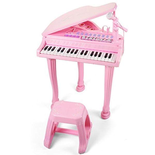 Mallya Musical Kids Electronic Keyboard Childs 37 key Toy Grand Beginner Baby Piano with Bench and Microphone Princess Pink - intl