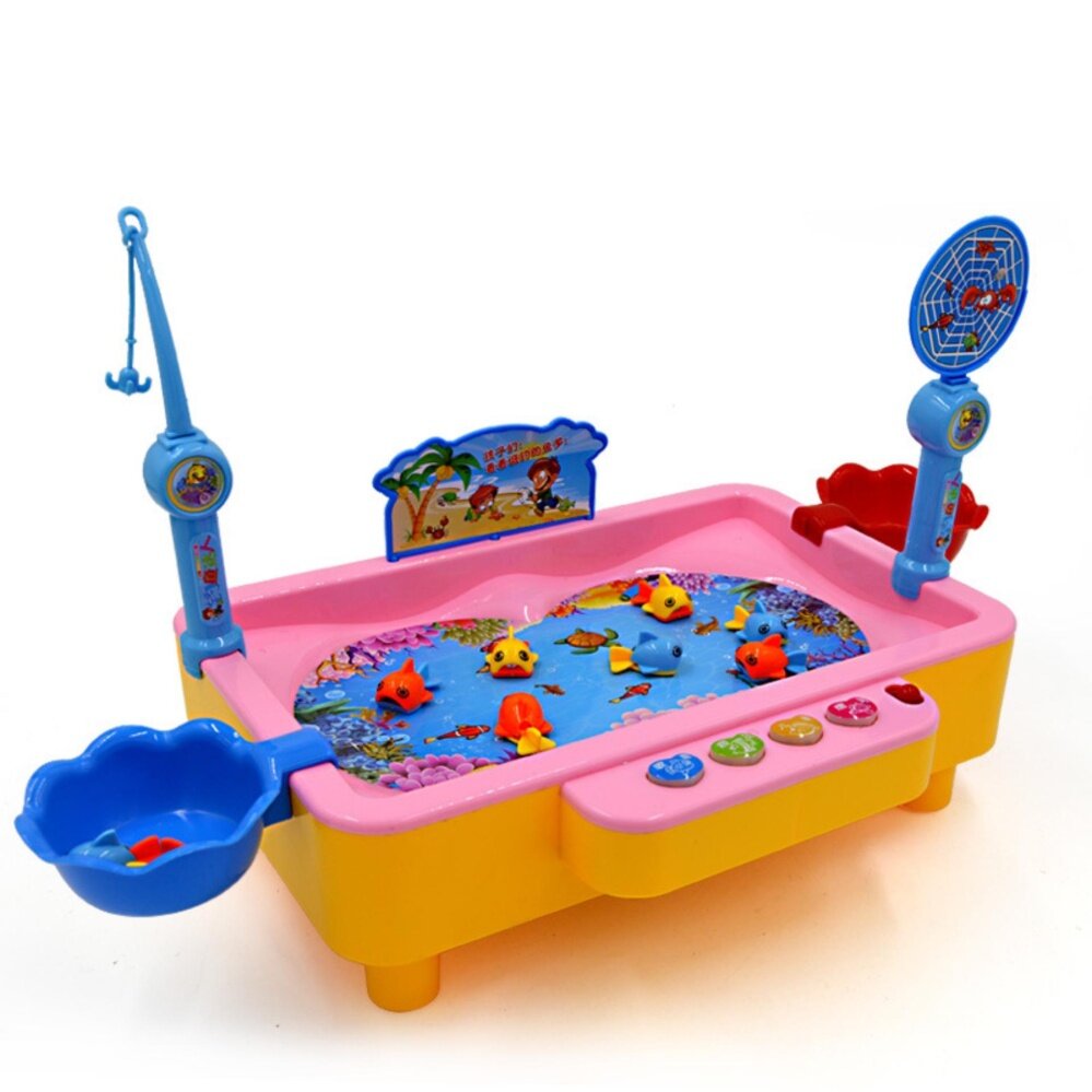 Buy & Sell Cheapest BABY TOYS ELECTRIC Best Quality Product Deals Music Electric Rotating Children Fishing Toys Magnetic Pond Sets Baby Puzzle Game Toys Pink